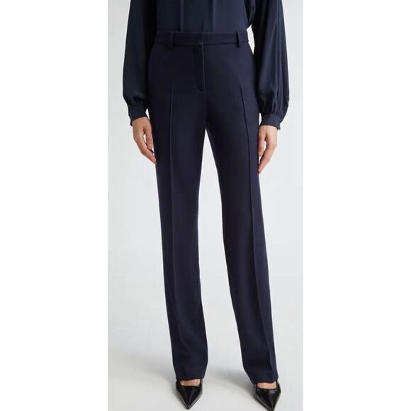Akris Punto 100% Schurwolle Virgin Wool Belted Trousers NWOT Size US 6 - Picture 1 of 5